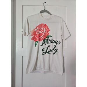 Vintage 80s Hanes Fifty-Fifty "Always a Lady" Rose Graphic T-Shirt - Made in USA